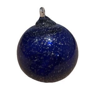 Murano Art Glass Hand Blown Glass 24 Gold Leaf 24kt Swirl Ball Ornament 4”